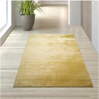 TeppichHome24 Teppich Shaggy Teppich goldfarben, rechteckig