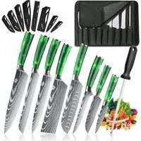 MDHAND Messer-Set 8-teiliges extrem scharfes Küchenmesserset (8-tlg), ergonomische Griffe & hochwertiger Edelstahl