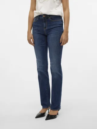VERO MODA - VMFLASH MR STRAIGHT JEANS LI3300 GA NOOS dark blue denim - Gr. - 32