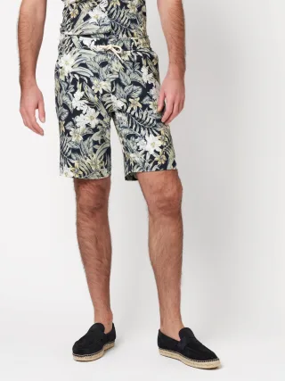 DESOTO - Casual Short pastel green flowers - Gr. - XL
