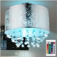 GLOBO LIGHTING LED Deckenleuchte, Leuchtmittel inklusive, Warmweiß, Farbwechsel, Decken Leuchte FERNBEDIENUNG Wohn Zimmer Kristall Lampe im Set