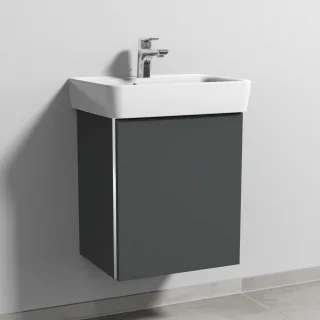 Sanipa 3way Waschtischunterbau zu Geberit Renova Plan Waschtisch mit 1 Tür, Anthrazit-Matt BR87322