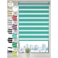 Doppelrollo Klemmfix ohne Bohren Rollos für Fenster und Tür Seitenzugrollo, Sonello, blickdicht, ohne Bohren, freihängend, Klemmfix, 30cm x 100cm Türkis Duo Rollo, Lichtschutz, Jalousie mit Klemmträger