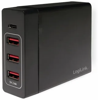 LOGILINK USB-Lader, PA0122, 4-fach, 75W, 3x 5V/2,4A USB-A, 1x 5-20V/3A