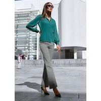 MADELEINE Stoffhose Stretch Bootcut-Hose mit weitem Bein Unifarbenes Design, ohne Verschluss, ohne Kragen