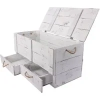 Kistenkolli Altes Land Allzweckkiste grosse shabby weiss Holztruhe Kalle mit Schubladen und Deckel (Spar-Set, 1er Set)