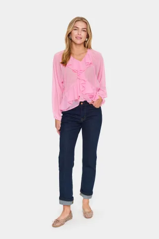 Langarm-Bluse Lockere Passform Begonia Pink pink