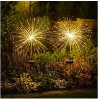 pedete LED Solarleuchte LED Solarleuchte Solarlampen Garten 120 LED Feuerwerk Solarleuchten, gartendeko, solarlampen für außen, Warmweiß, Tageslichtweiß, Leuchtmittel, Wetterfest Pusteblume Solarlampen 8 Modi mit Erdspieß