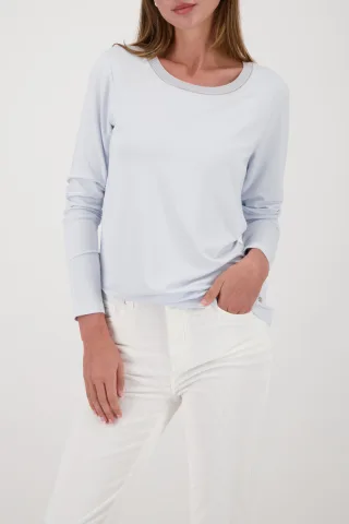 monari - Langarmshirt mit Strickkragen ice blue - Gr. - 40