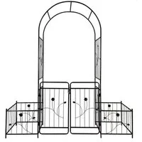 Defactoshop Rosenbogen Rosensäule Gartenbogen Rankgitter Rankhilfe mit TOR und Beet 57, Maßen: 202 / 102 x 50 x 220 cm