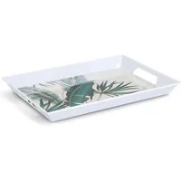 Zeller Present Tablett Melamintablett "Palm leaves", Melamin, tropisches Motiv, Tragegriffe, 34,8x50 cm