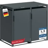 STEELSØN Mülltonnenbox Thoria 120 L aus verzinktem Stahl (Anthrazit, verfügbar mit 1, 2, 3, 4, oder 5 Türen), für 2 Mülltonnen, mit magnetischem Türgriff