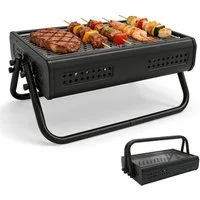 SunJas Holzkohlegrill Klappgrill Tischgrill Grillfläche: 44cm*30.5cm, Campinggrill Picknickgrill Kleiner Grill, Standgrill BBQ Grill für Garten, Terrasse & Camping