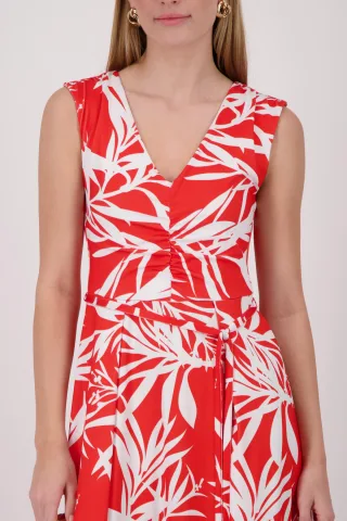monari - Maxi-Kleid mit Blättermuster coral red gemustert - Gr. - 44