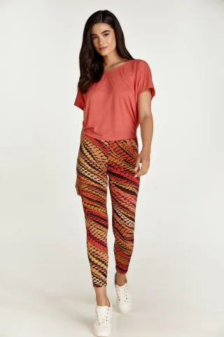 Rote Leggings mit mehrfarbigem Druck