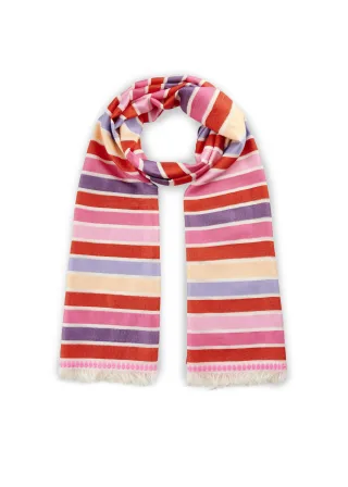 Leichter Schal aus Baumwollmischung mit bunten Streifen pink - Gr. - ONE SIZE