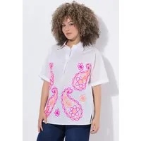 Ulla Popken Longbluse Bluse Paisley-Stickerei Oversized V-Ausschnitt