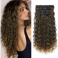 LuxusKollektion Echthaar-Extension Haarverlängerungen Clipin 4teilig 50 CM Braunes bis schmutziges Blond