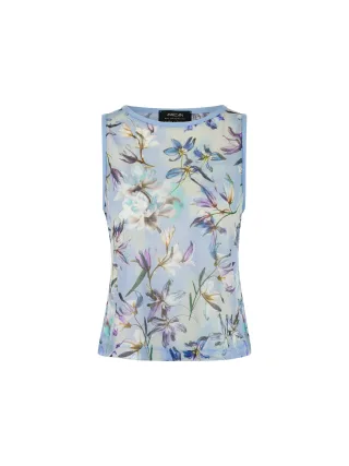 Marc Cain Collections - Top mit Blumenprint Knitted in Germany magical blue - Gr. - 44