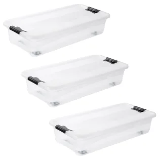 keeeper Aufbewahrungsbox "Konrad, Box mit Rollen, 3er Set, 33 L, 79,5 x 39,5 x 18 cm" durch Clips verschließbar, Griffe und Rollen am Boden