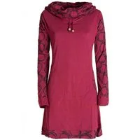 Vishes Jerseykleid Langarm Kleid Schal-Kleid Winterkleider Baumwollkleid Elfen, Goa, Hippie Style