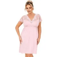 Donna Nachthemd Plus Size (Set, 1-tlg., 1-teilig) Damen Sleepshirt Plus Size ca.95cm Schlafshirt Kurzarm Spitze