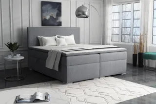 Boxspringbett Schlafzimmerbett SOREL 140x200cm Stoff Soro Grau