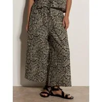Apricot Culotte Culotte-Hose aus Baumwolle mit Blattmuster Elastischer Bund