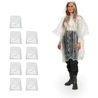 relaxdays Regenponcho 100 x Regenponcho transparent (10-St)
