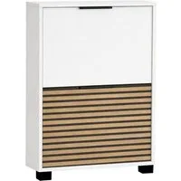 Schildmeyer Schuhschrank LOFT, 2 Klappen, Breite 59,8 cm, akustik-optik, MADE IN GERMANY (1-St) eine Klappe in Akustikplatten-Optik, MADE IN GERMANY