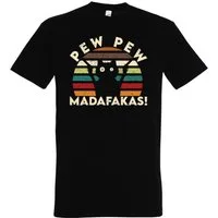 Youth Designz T-Shirt Pew Pew Madafakas Herren Shirt mit lustigem Katzen Print
