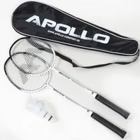 Apollo Badmintonschläger Badminton Set Match Pro 400 - 2x Badmintonschläger inkl. Bälle,Tasche, (mit Tasche, mit Bällen), Alu-Rahmen, verstärktes T-Stück, flexibler Schaft, Nylon-Bespannung