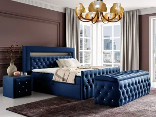 Boxspringbett Schlafzimmerbett SEVRA Nr.3 120x200cm in Elisa Velvet Blau