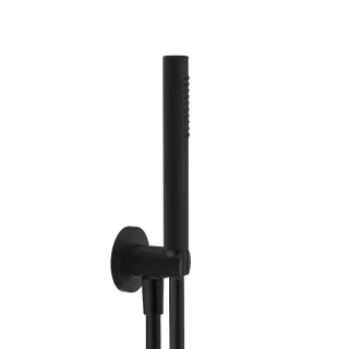 Herzbach deep black Wannen-Set rund Brauseanschlussbogen stab hb bs 150 sz, Schwarz matt, 23.620222. 23.620222.2.12
