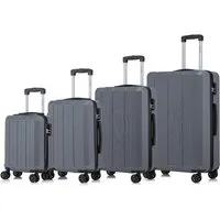 YONSLY Trolleyset Reisekoffer-Set aus ABS für Handgepäck und Reisen in S bis XL, 4 Rollen, (Spar-Set, 4 tlg., Hartschalen Trolley Set), mit 360° Doppelrollen, integriertem Zahlenschloss und Gummigriff