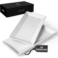 MiaMio Servierplatte Aura 30 x 15 cm, Keramik, (Set, 3-tlg., 3 rechteckige Servierplatten, 30 x 15 cm), Aura, rechteckig, 30 x 15 cm, 3-teilig
