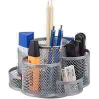 relaxdays Organizer Stifthalter 7 Ablagen Metall (1 St), silber