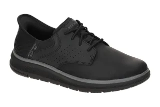 Skechers 205249 BLK Herren Slipper schwarz, Echtleder + Synthetik, Air Cooled...