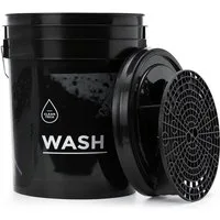 BENBOW Reinigungs-Set Wascheimer 20L mit Deckel + Schmutzsieb schwarz, (3-teilig), Wascheimer 20L mit Deckel + Schmutzsieb schwarz