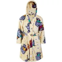 Clinotest Kinderbademantel aus Fleece mit Kapuze – Flauschiger Bademantel für Kinder, Kapuze, Gürtel, weich und warm mit süßem Elefantenmotiv, ideal für Jungen und Mädchen