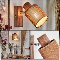 hofstein Wandleuchte Wandlampe aus Holz/Metall/Bambus in Natur/Chromfarben, verstellbare Wandleuchte im modernen Boho-Design (Schirm Ø 9 cm), E14