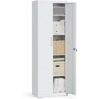 SONGMICS Aktenschrank Mehrzweckschrank, Stahl-Aufbewahrungsschrank, 5 Ebenen Doppeltüren, Schloss, Werkzeugschrank, verstellbare Ablagen