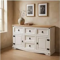 CARO-Möbel Sideboard CAMPO, Sideboard Kommodemassivholz Schubladenschrank Mexiko Stil weiß