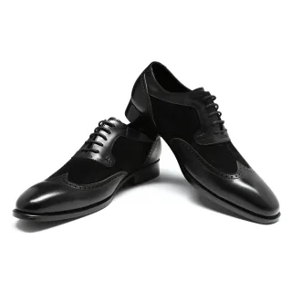 Herrenschuh mit klassischer Ziernaht Businessschuh Glattleder Halbschuh Schwarz