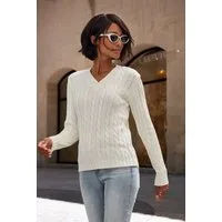 LASCANA V-Ausschnitt-Pullover mit Zopfstrickmuster