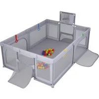 COSTWAY Laufstall (1-tlg), Laufgitter Baby Faltbar, mit Tragetasche, 50 Spielbällen, 207x145cm