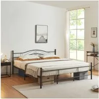 en.casa Metallbett, »Florenz« 180x200cm Schwarz + Lattenrost