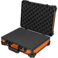 HMF Werkzeugkoffer Transportkoffer mit Noppen- & Rasterschaumstoff, Universalkoffer für, Kamera, Messgeräte & Tabletop-Miniaturen, 39 x 29 x 12 cm, Orange