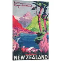 Posterlounge Wandbild Neuseeland (englisch), Vintage Travel Collection, erhältlich als Poster, Leinwandbild, Wandsticker oder Acrylglasbild