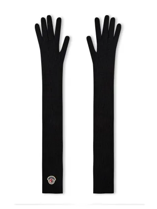 Lange Handschuhe aus Schurwolle mit Logo-Patch